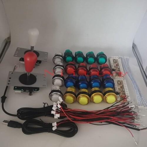 2 Player Arcade USB Encoder joystick Hanlde + LED Illuminated Push Buttons Zero Delay Raspberry Pi arcade machine