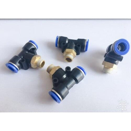 2pcs Pneumatic components PB10-01 PB10-02 PB10-03 PB10-04 T-type thread three-way quick insertion pneumatic pipe joint