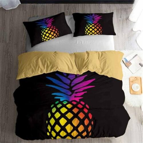 HELENGILI 3D Bedding Set Pineapple Print Duvet Cover Set Bedclothes with Pillowcase Bed Set Home Textiles #BL-25
