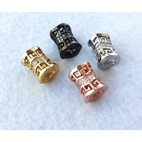 5 Pcs CZ zircon Big Hole Hollow circular column Tube Beads connector for DIY Bracelet Necklace Charms Jewelry Accessories CT503