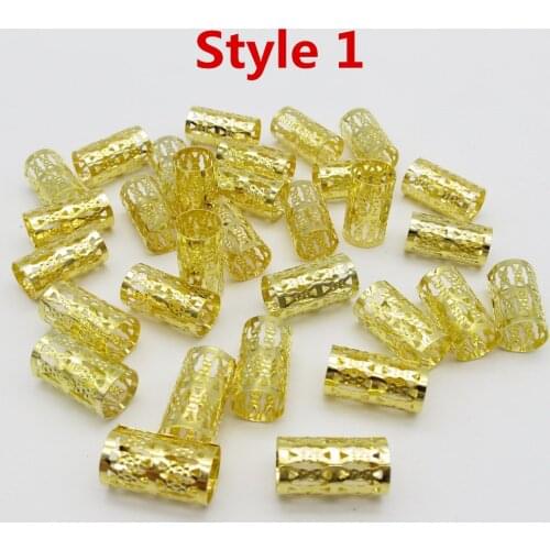 50Pcs-100pcs Golden/Silver Hollow adjustable micro hair dread Dreadlock Beads rings clips cuffs for Hair accessories