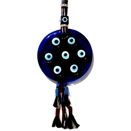 Authentic Corded Seven-Eyed Glass Evil Eye Bead Door and Wall Ornament Handmade Souvenir Evil Eye