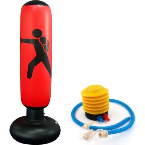 Boxing Training Equipment Kickboxing Muay Thai Inflatable Free-Stand Pillar Tumbler Pressure Release Punching Sandbag