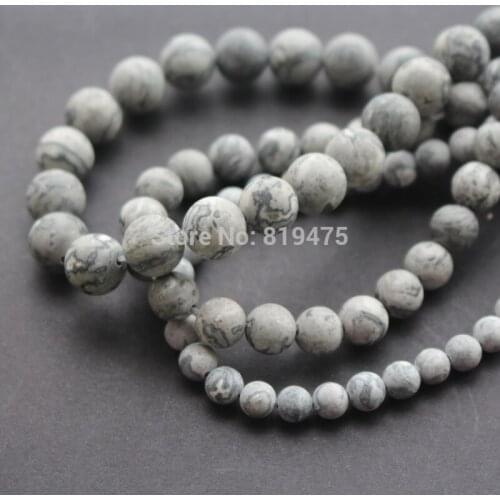 6mm 8mm 10mm Matt Natural Stone beads Gray Beads Map style 1 string about 40cm wholesale