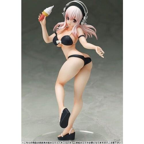Hot Super Sonico Swimsuit Ice Cream headset Sexy 15cm Virtual Idol Wave Figure Figurine Toys