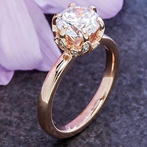 Luxury Rose Gold/Silver Color Flower Ring For Women Men Trendy White Zircon Silver Plated Female Jewelry Wedding Engagement Gift