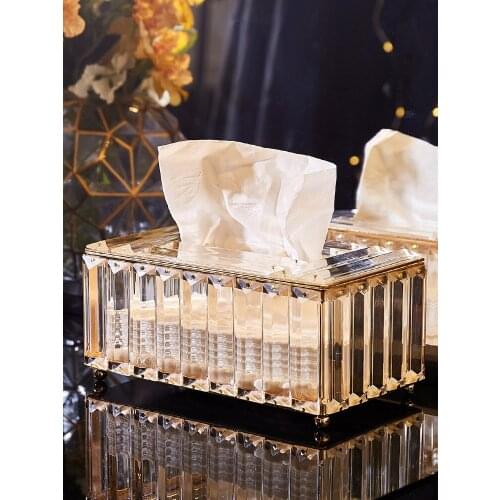 Nordic High-end Crystal Glass Tissue Box Household Tools Cosmetic Accessories Desktop Decoration Storage Tissue Box Gift