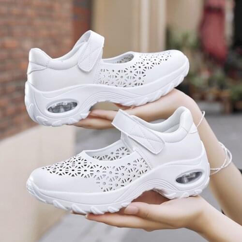 Hook loop platform sneakers women shoes 2021 new breathable wedges casual summer shoes woman chaussures femme