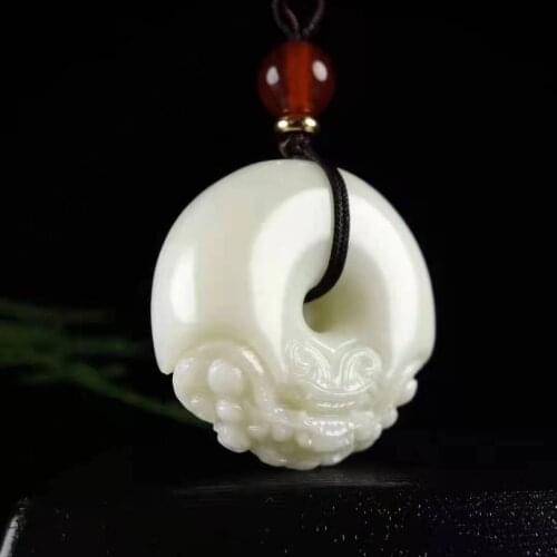 Natural A Hand-Carved dragon hetian white jade jade pendant jade necklace men women pendants jade jewelry jade necklaces