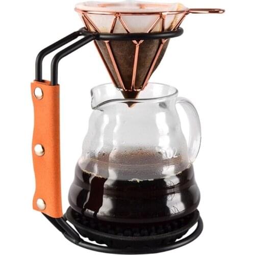 Metal Pour Over Coffee Maker Filter Holder V60 Drip Stand with Silicone Mat Coffee Filter Rack