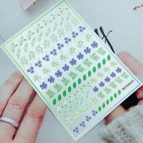 DIY Japanese Style Thin Light Traceless Nail Stickers Back Glue Adhesive Dry Nail Deals Green Ink Leaves Manicure Nail Art Women
