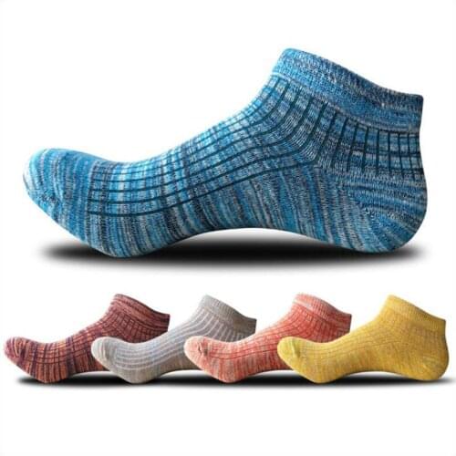 5Pair Mens Cotton Socks Casual Ankle Socks for Men Solid colorful knit Design Male socks Breathable Fashion Spring Summer Socks