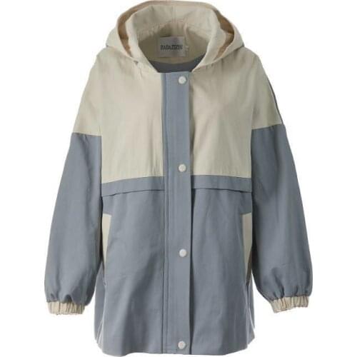 2021 autumn newJackets Women Blue Oversized Spring Daily Korean Style Patchwork Casual Basic Preppy Students Womens coat Kawaii