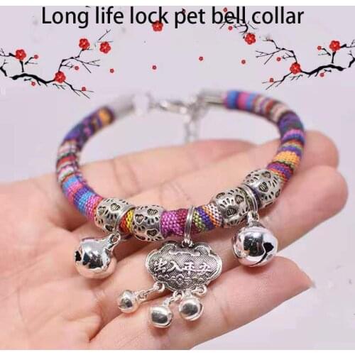 Pet Longevity Lock necklace cat collar. Puppy collar bell ornament