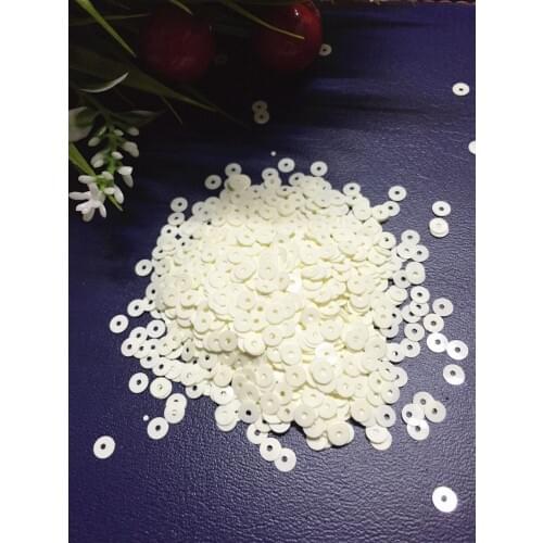 50g 4mm Flat Round Loose Sequins Paillettes Sewing Arts Crafts DIY Accessories Light Beige Creamy White