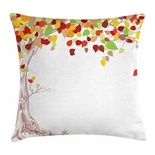 Pooizsdzzz Fall Throw Pillow Cushion Cover, Tree Leaves View from The Bot Mother Earth Theme Features Artsy Illuration Print