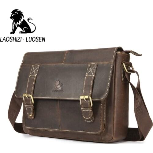 New vintage Genuine Leather Business Mens Briefcase Cow leather Male Shoulder Bag Real Leather Men Messenger Bag tote handbags