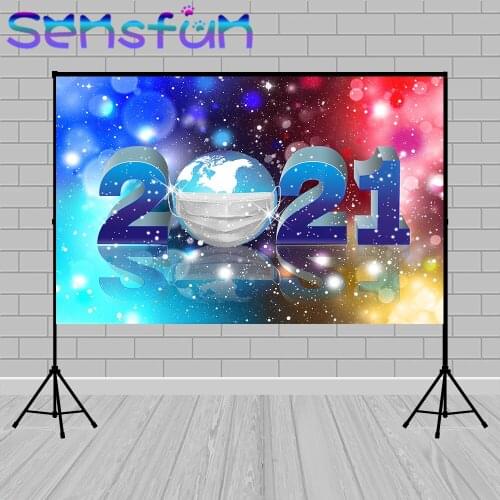 Happy New Year 2021 Backdrop Rainbow Bokeh Photozone Photocall Quarantine Photographic Background For Party Poster Photo Studio