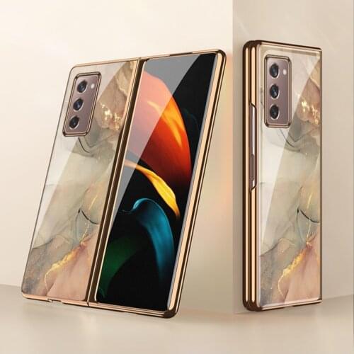 Samsung W21 folding mobile phone case zfold2 protective case f9160 anti falling w2021 glass tide brand electroplating men women