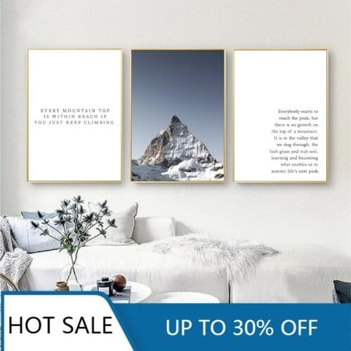 Switzerland Mountain Nature Landscape Canvas Poster Inspirational Quote Matterhorn Wall Art Painting Print Decorative Pictures