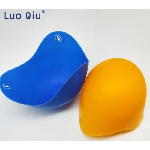 Pancake Maker Silicone Egg Poach Pods Kitchen Cookware Poached Baking Cup Gadget Egg Mold Boiler Cup 2 pcs/Lot Yellow and Blue