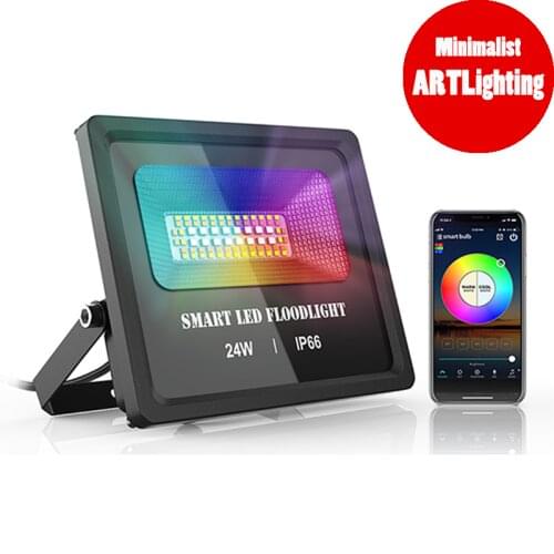 24W Smart WiFi Outdoor LED Flood Lights Work With Alexa Google Home Multicolor RGB Reflector LED Waterproof Wall Washer Light