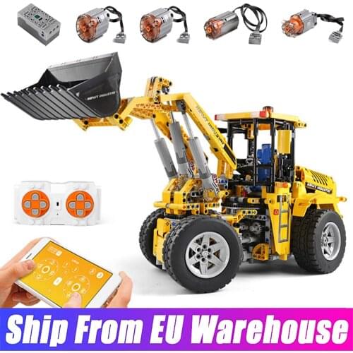MOULD KING High-Tech APP RC Motorized Wheel Loader Bulldozer Truck Model Building Blocks Engineering Bricks Toys Kids Gifts