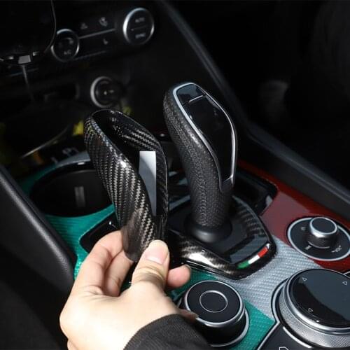 1 piece set of real carbon fiber gearbox gear lever protective decorative cover, suitable for Alfa Romeo Giulia Stelvio 2020-21