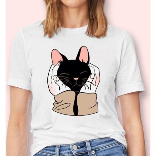 Women Cat Funny Pet Lovely 90s Printing Cute New Fashion Graphic Tshirt T-Shirt Lady Cartoon Female Tops Tees Print Clothes