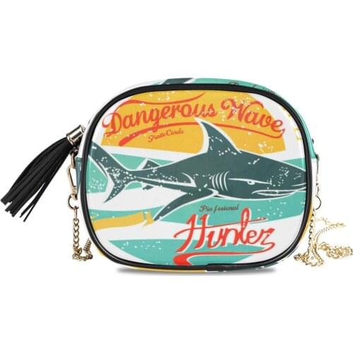 Sharks printed Mini Women Messenger Bags Good Quality Ladies Small Clutches Tote Chain Cross-body Bags For Women Designer Tote