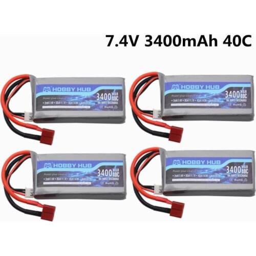 2s 7.4V 3400mAh 40C Lipo Battery For Wltoys 12428 12423 RC Car Upgrade 7.4v Battery For feiyue 03 Q39 RC Parts