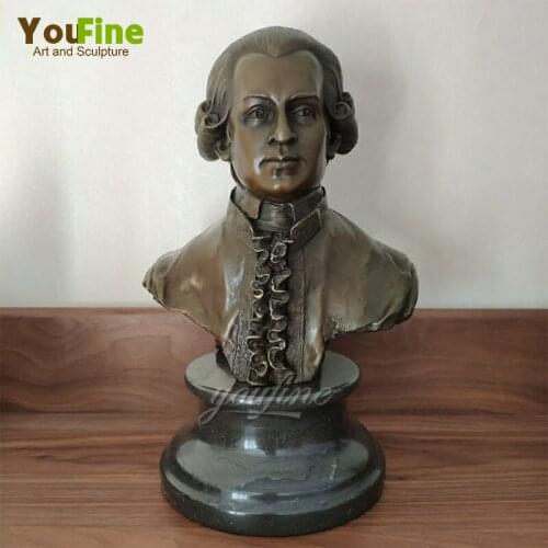 34cm Bronze Mozart Sculpture Weatern Classical Art Crafts Bronze Bust Statue of Wolfgang Amadeus Mozart For Home Decor Ornament