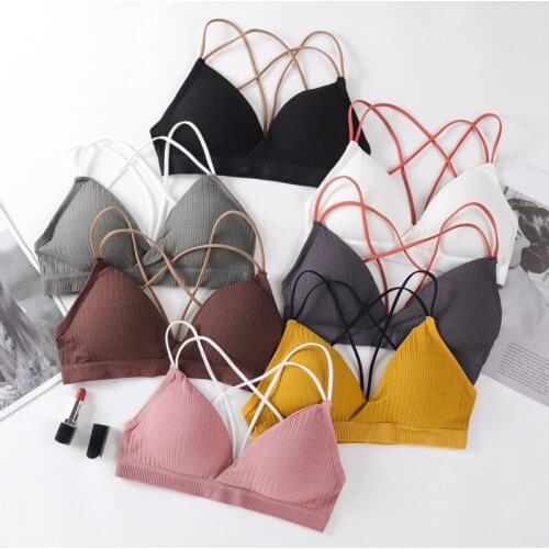 3D Sexy Lingerie Seamless Sport Bra U Type Backless Strapless Top Bra Push Up Bralette Brassiere Women Underwear cotton strap