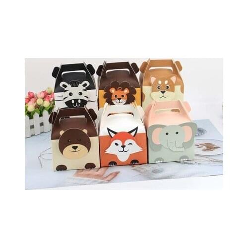 50Pcs Safari Animals Favor Box Packaging Gift Box Paper Bags Animals Theme Birthday Party Decoration Candy Box Wrapping