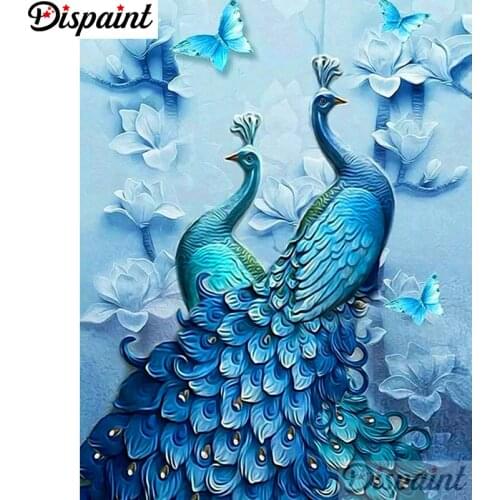 Dispaint Full Square/Round Drill 5D DIY Diamond Painting "Animal peacock" Embroidery Cross Stitch 5D Home Decor A10987