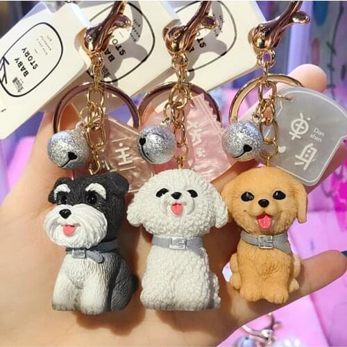 2021 Woman Cute Animal Dog Keychain Fashion Key Chain Ring For Man/Kids Creative Car Bag Phone Pendant
