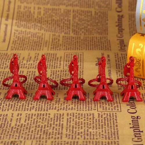 100pcs/lot France Paris Eiffel Tower Keychain Metal Tower Keyring Promotion Gift Key Ring Bag Hanging