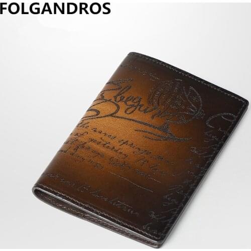 Brand Mens Handmade Card Holder Wallet Genuine Leather Passport Cover Italy Designer Love Letter Money Case Credit Card Holder