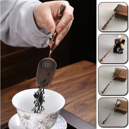 Tea Accessories Retro Chinese Style Shovel Shape Tea Spoons Kongfu Tea Tools Copper Sugar Salt Coffee Spoon Kitchen Gadgets
