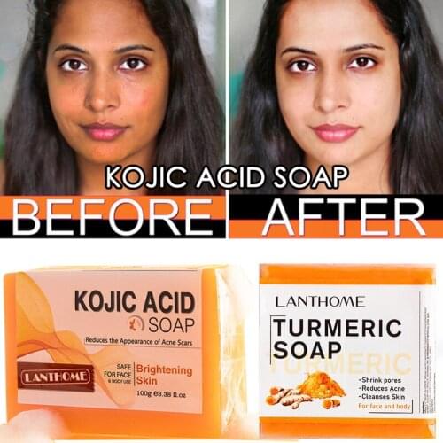 Dark Black Skin Lightening Soap Kojic Acid Whitening Soap Kojic Acid Glycerin Brighten Face Body Skin Bleaching Turmeric Soap