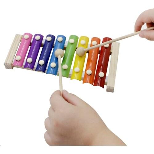 8-Note Colorful Xylophone Glockenspiel with Wooden Mallets Percussion Musical Instrument Toy Gift for Kids Children