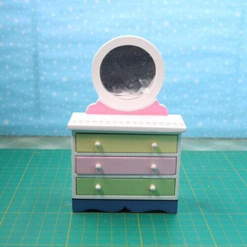 G07-X021 children baby gift Toy 1:12 Dollhouse mini Furniture Miniature rement Doll accessories Dressing table with mirror 1pcs