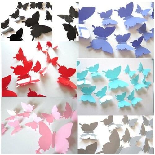 DIY Wedding Party Layout Wall Decoration Simulation 3D PVC Fridge Wall Stickers Butterfly