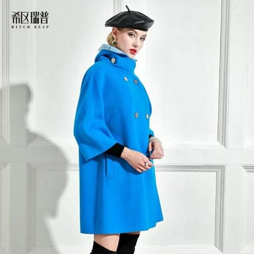 Double Sided 90% Wool Tweed Coat Womens Loose Cashmere Free Cloak New Style