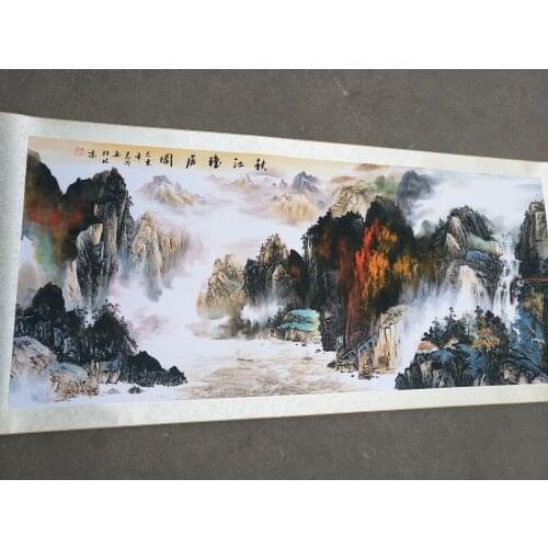 Hand-painted Chinese paintings, long axis of the Qing Dynasty in China,Huangshan scenery,Free shipping