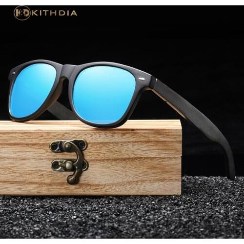 KITHDIA New Arrivals Black Wooden Polarized Sunglasses for Men Bamboo Sunglasses Red UV400 Lenses Fashion Driving Shades