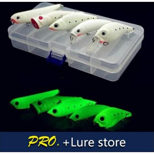 Free shipping hard plastic lure kit luminous minnow popper crank bait metal spoon winter fishing lure hook sea fishing tackle