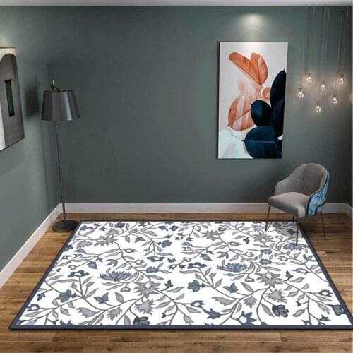 American Pastoral Style Non-Slip Floor Mat Gray Blue Floral Printed Living Room Sofa Table Area Rugs Kids Bedroom Bedside Carpet