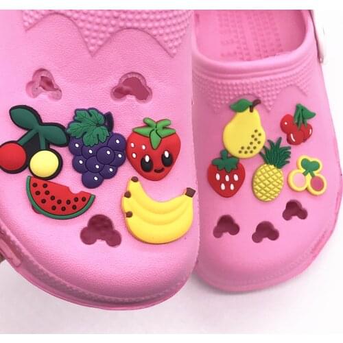 Wholesale 50pcs/set Fruit cherry Cartoon PVC shoe charms shoe accessories DIY shoe decoration for kids favor gift