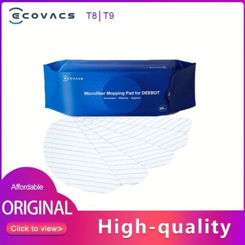 Original ECOVACS T9 Accessory Disposible Mop Cloth Microfiber Mopping Pad 25 pcs for Deebot T8 Max T9 AIVI Series